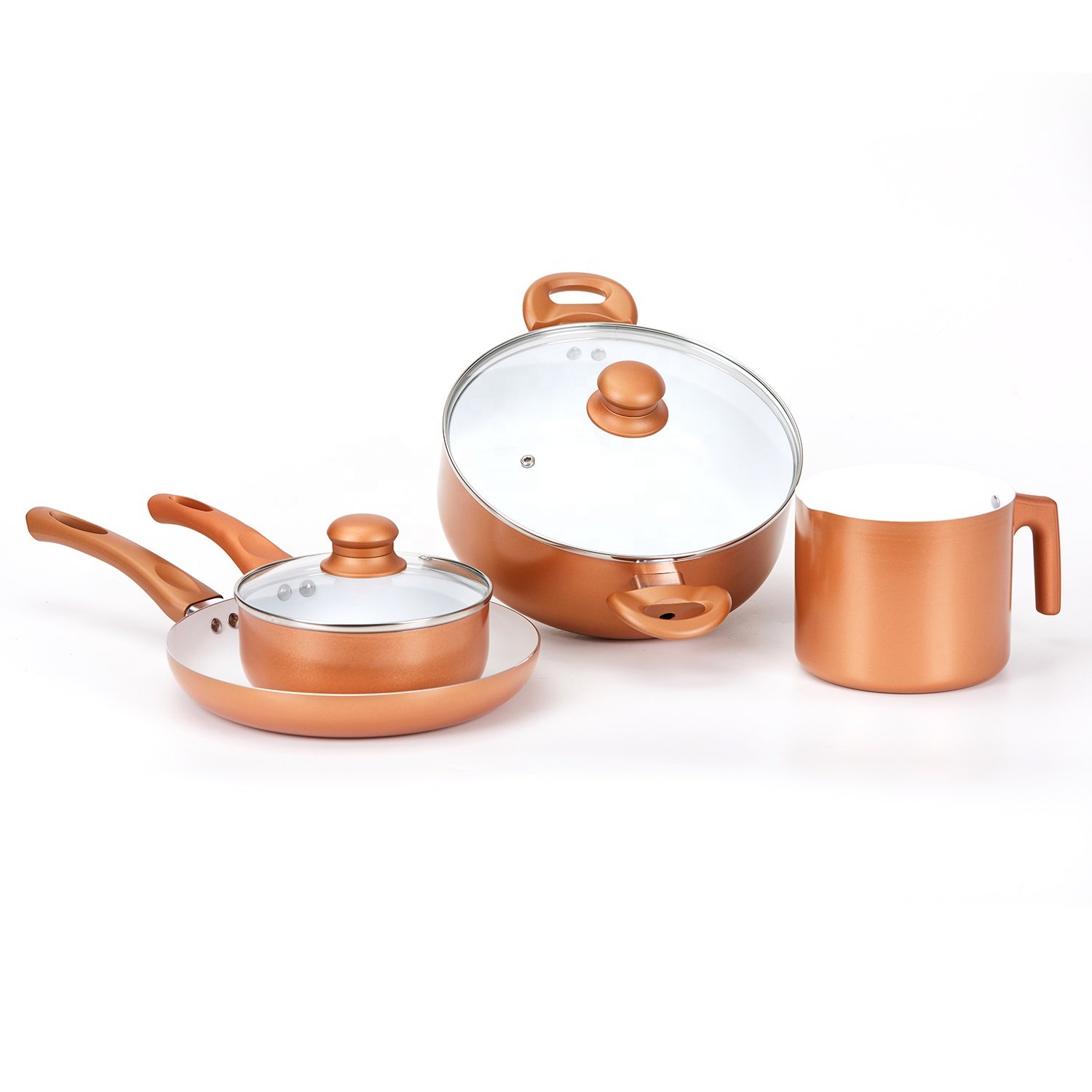 cookware sets Kitchen nonstick cookware Frying pan wok milk pan with lid Four-piece 6pcs aluminum pot set