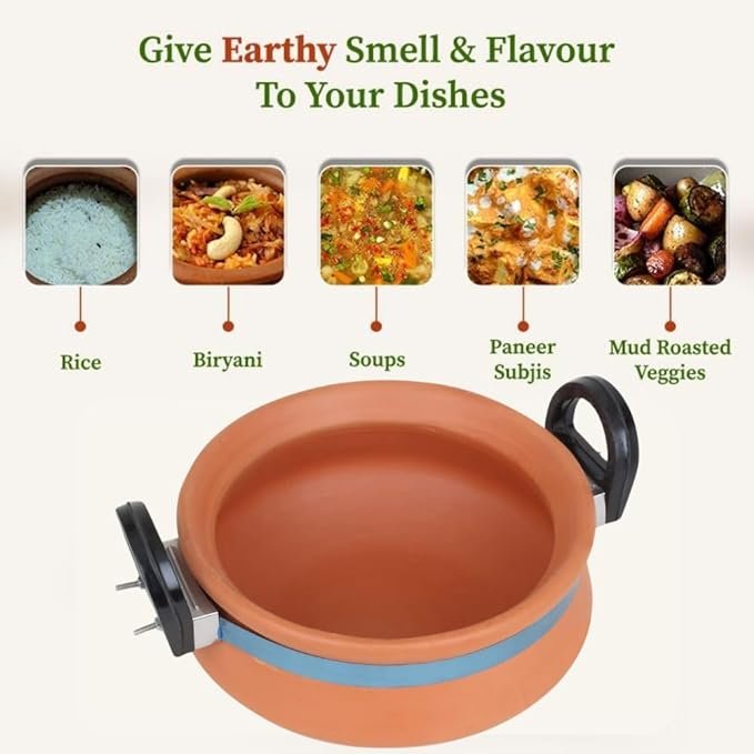 5 Liter Clay Pot With Lid For Rice, Curry & Soup