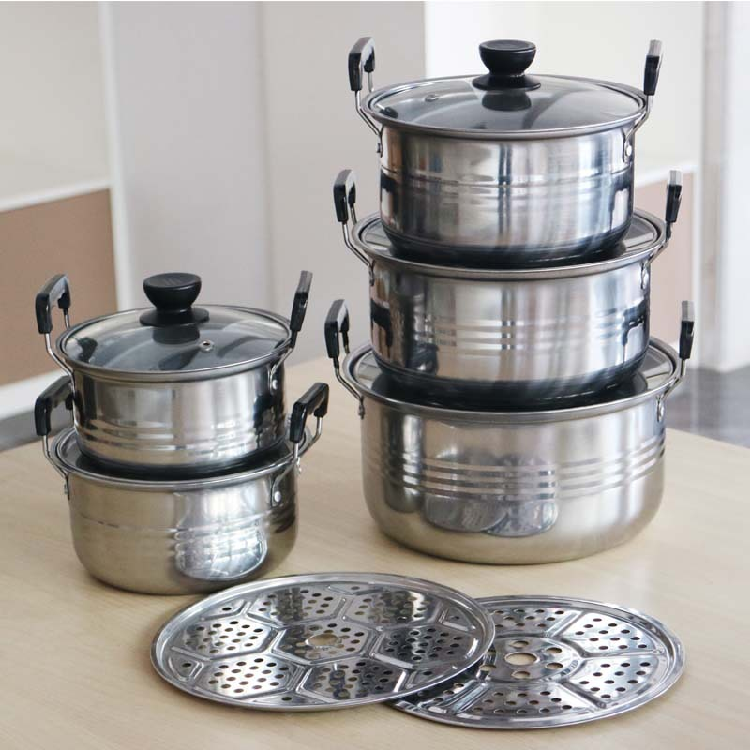 metal cookware set Stainless Steel cooking pot Cookware Set Americanstyle Stock Pots 10pcs for Home Use Universal cookware set