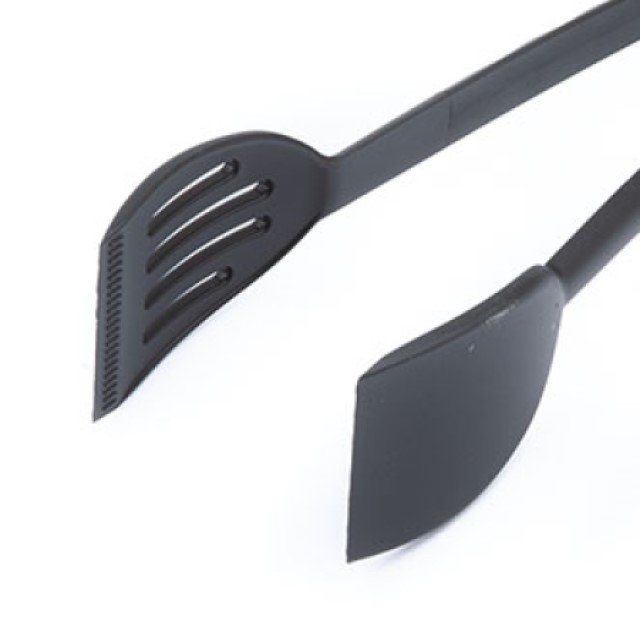 Italian Factory Direct Salad Tong Ergonomic Black Kitchen Utensil for Serving Vegetables & Fruit Essential Set PP Plastic Pot