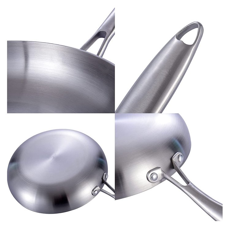 hot sale Manufacture Tri-Ply Stainless Steel Saute Frying Pan Skillet 3 Piece Set with Ergonomic Handle
