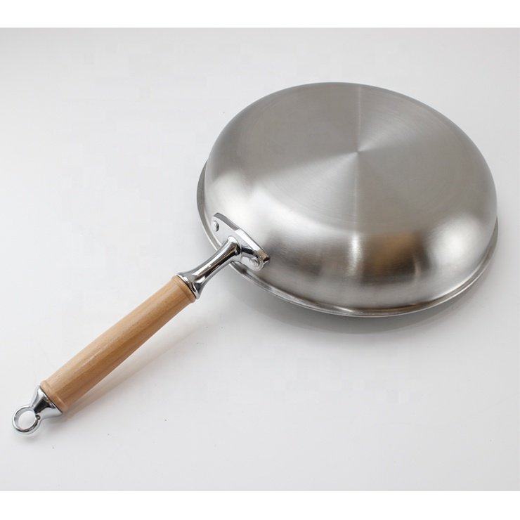Food Grade triply stainless steel 304 grill pan Honeycomb Nonstick pan steel handle home kitchen cooking wok