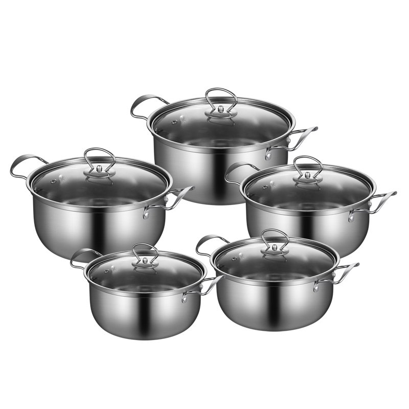 Cookware Set High Quality 10PCS Kitchen Cooking Pot Stainless Steel Cookware Set With Steel Handle