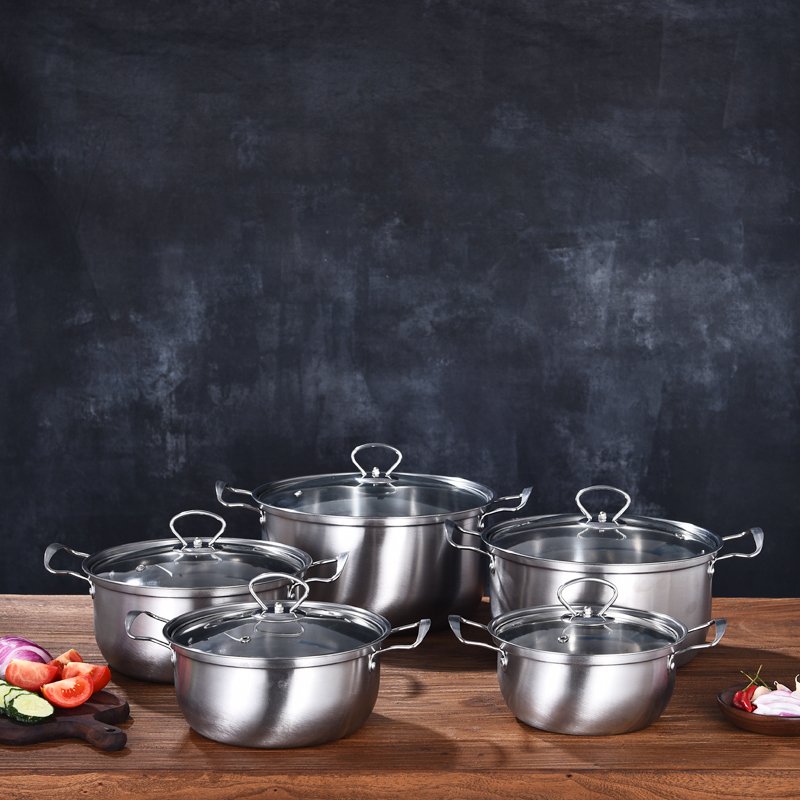 Cookware Set High Quality 10PCS Kitchen Cooking Pot Stainless Steel Cookware Set With Steel Handle