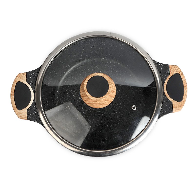Household kitchen Non Stick Granite Cooking Soup Pot with glass lids 32cm size stock pot for Mandarin duck hot pot