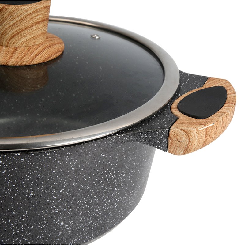 Household kitchen Non Stick Granite Cooking Soup Pot with glass lids 32cm size stock pot for Mandarin duck hot pot
