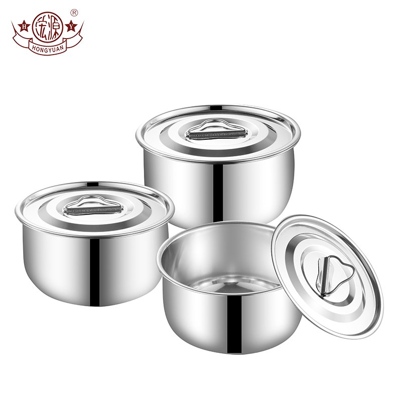 Factory cookware set 410 stainless steel metal cooking pot with lid