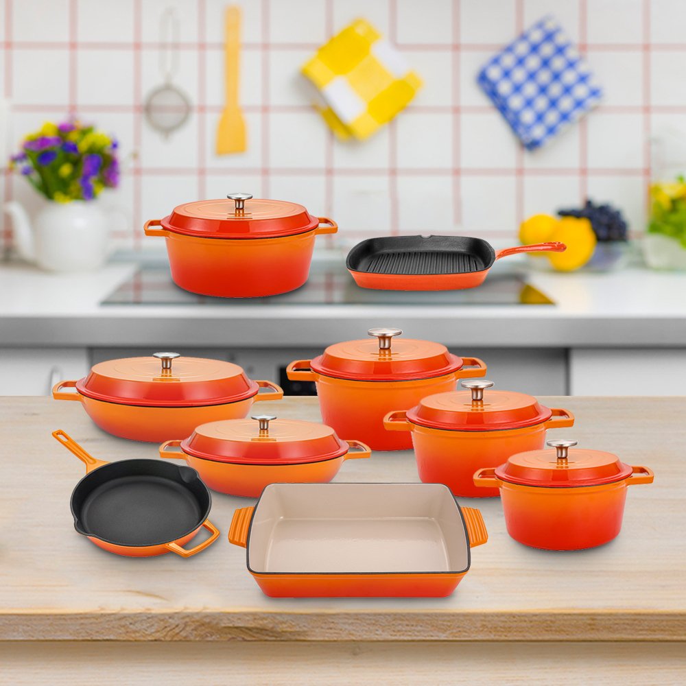 Bright Houseware Purple Cooking Pot Set Customized Cookware Cast Iron Pots and Pans Non-Stick Enamel Cast Iron Cookware Sets