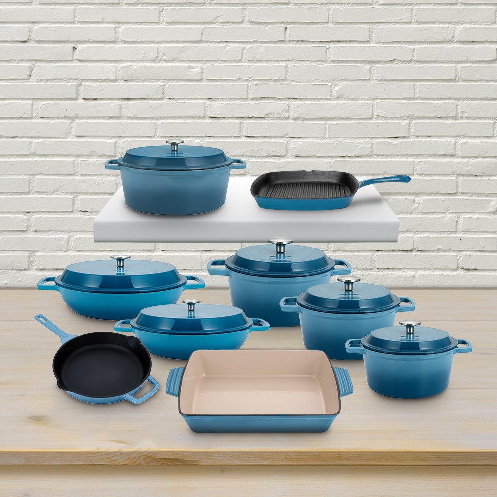 Bright Houseware Purple Cooking Pot Set Customized Cookware Cast Iron Pots and Pans Non-Stick Enamel Cast Iron Cookware Sets
