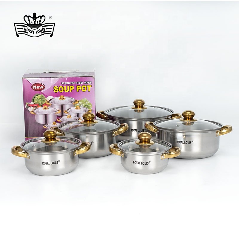 Customizable 10 Pcs Stainless Steel Cooking Pot Set Cheaper Price Soup Pot Commercial Gift Set Bateria de cocina Cookware Sets