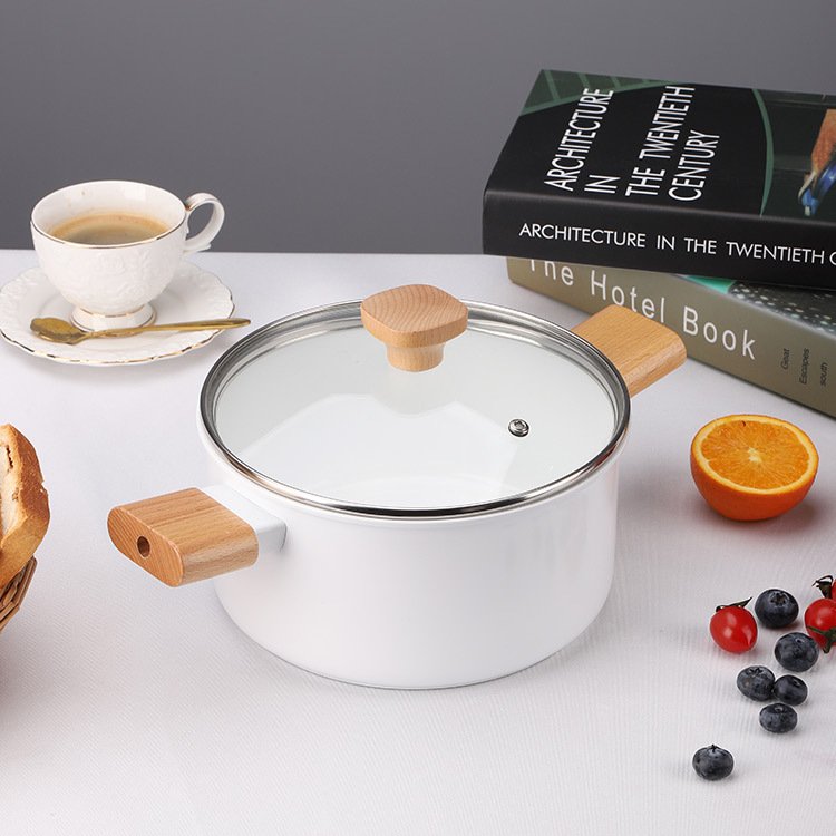 Durable Ceramic Nonstick Pan White Soup Pan Wok Combination Ceramic Cookware Set Kitchen Nonstick Potware kitchen set pots