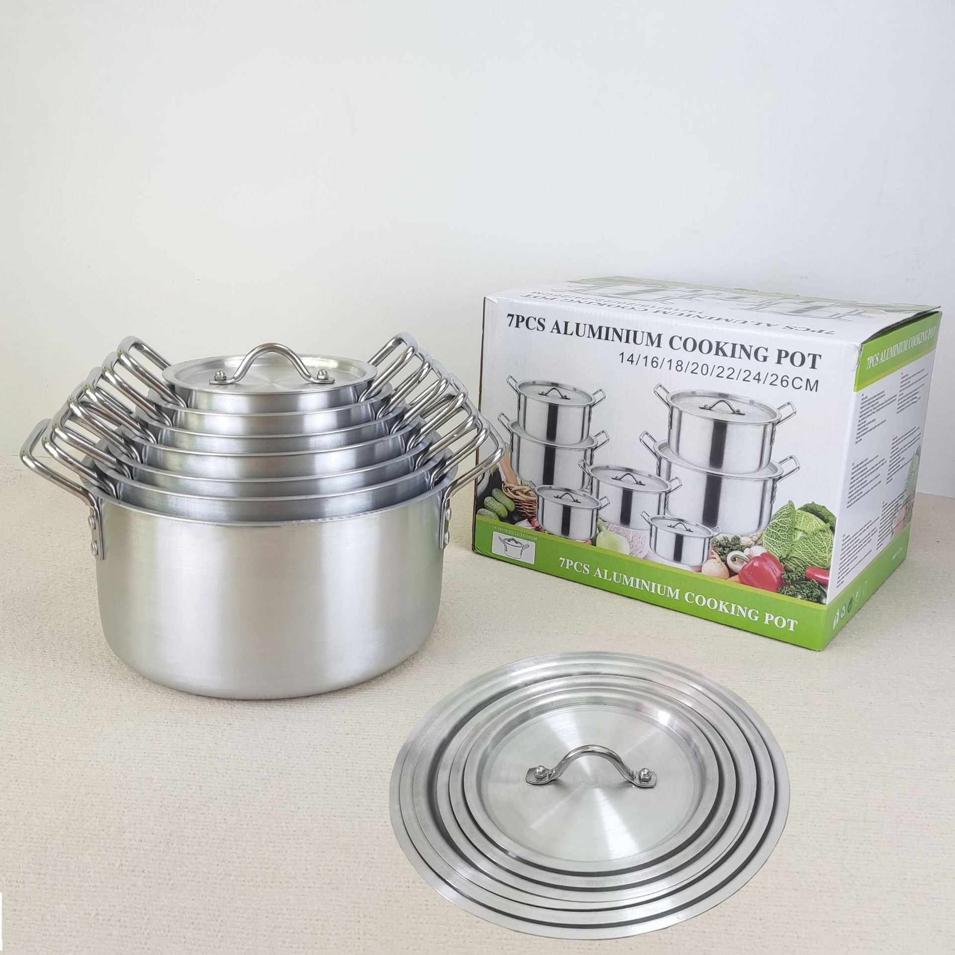 Kitchen Cookware Pots With Lid Aluminium 7 Pieces Cooking Pot Set Uncoated Pans 14 Kitchen Cooking Pot Cookware Set