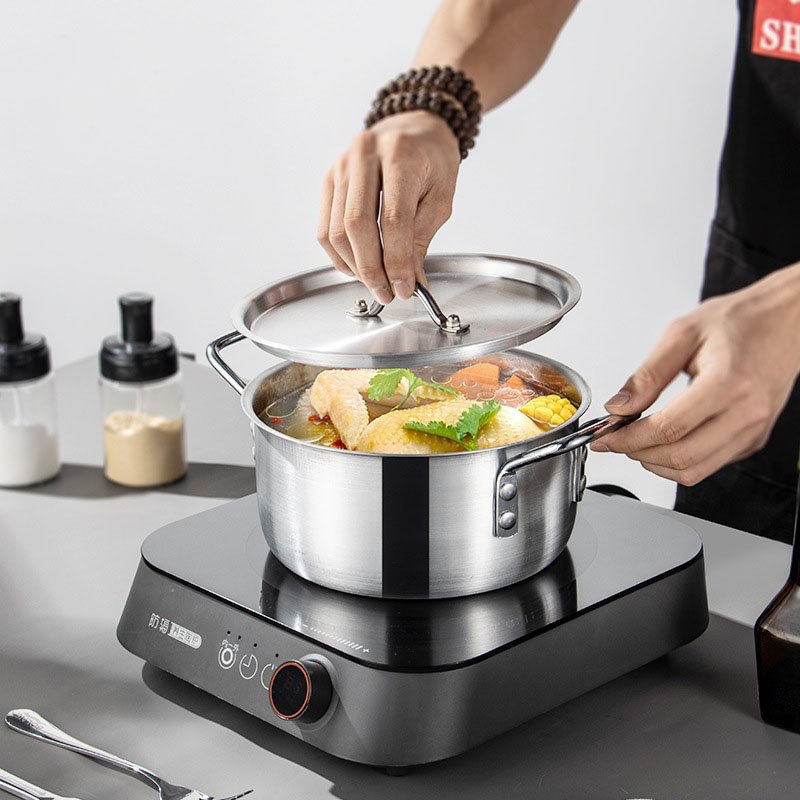 Kitchen Cookware Pots With Lid Aluminium 7 Pieces Cooking Pot Set Uncoated Pans 14 Kitchen Cooking Pot Cookware Set