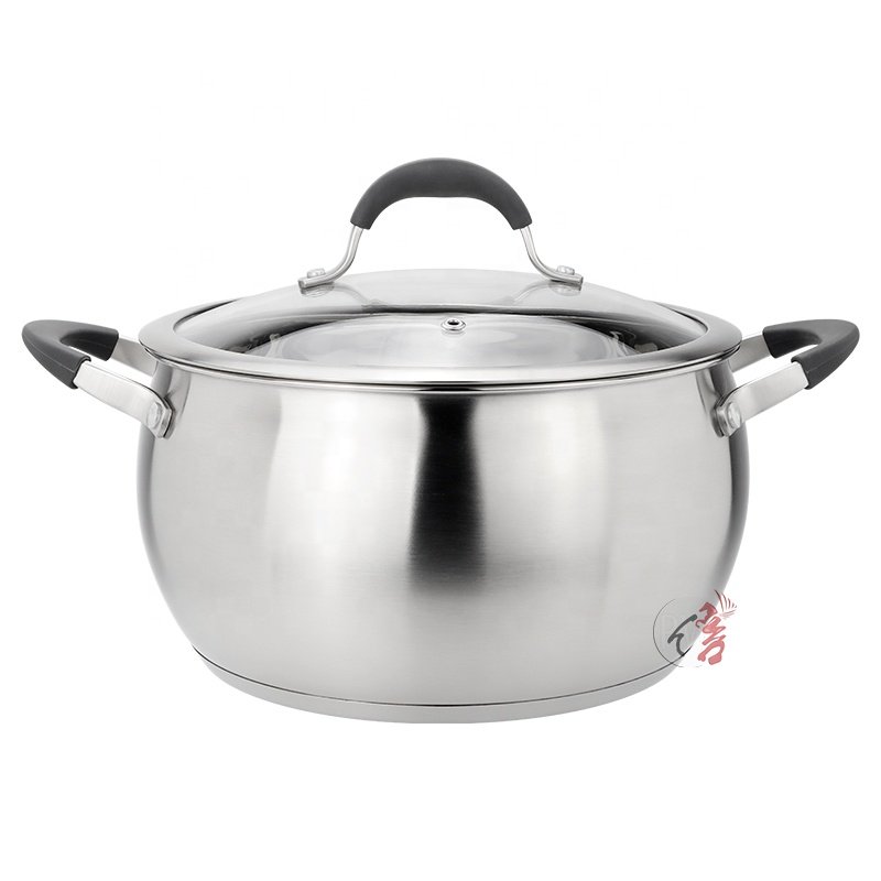 Wholesale belly shape 6pics cooking pots and pans stainless steel casserole saucepan cookware set