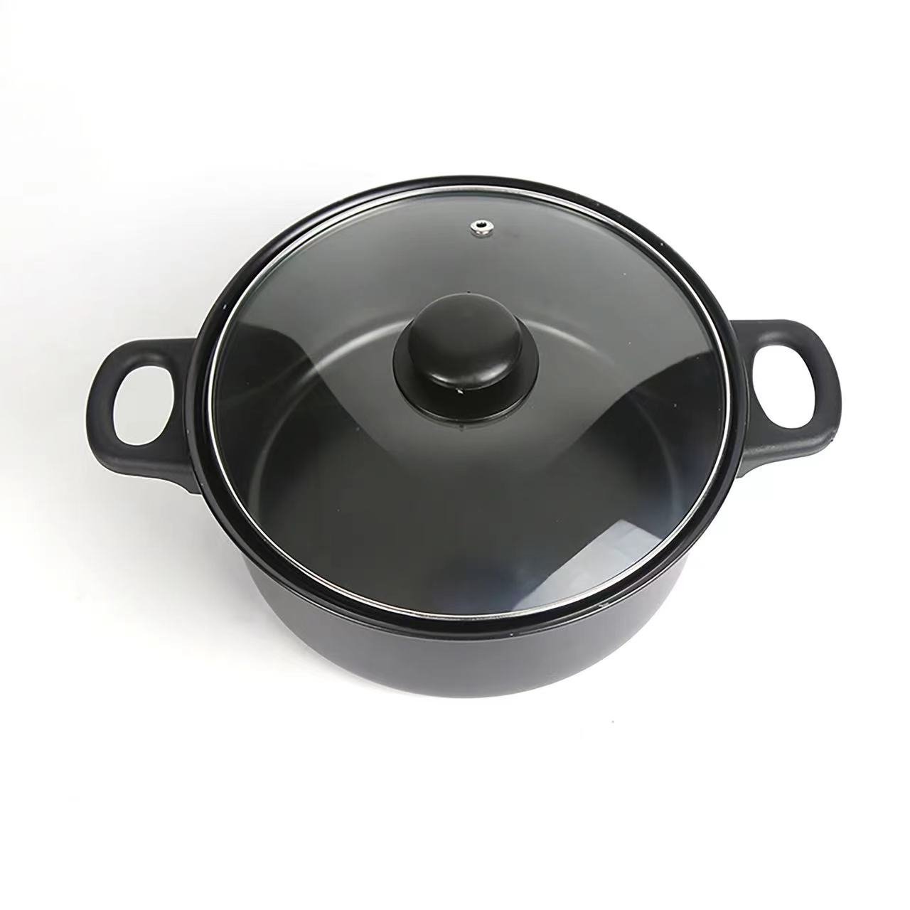 Hotel Kitchen Metal Cast Iron Cookware Bulk Packing Non Stick Cooking Pot Cookware Set With Glass Lid
