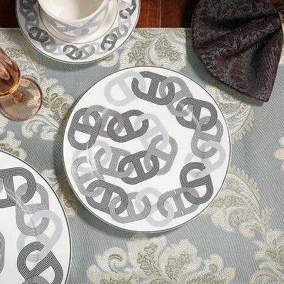 Hot Selling 4pcs Gray Annular Luxury Ceramic Dining Room Sets Exquisite Home Decor Porcelain Dinnerware Sets