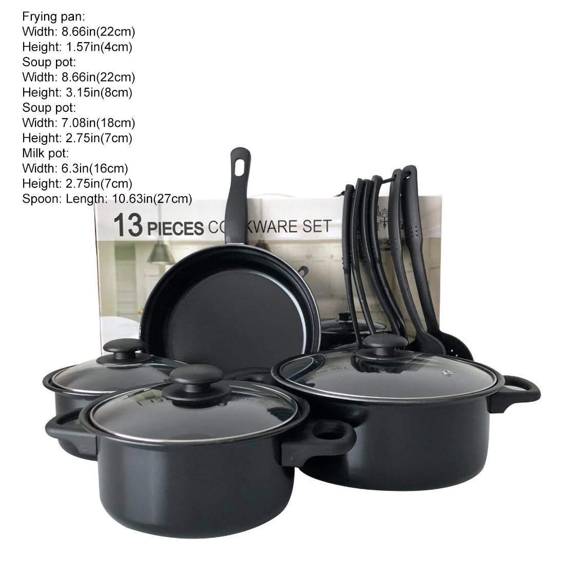 New Design Hotel Kitchen Metal Cast Iron Cookware Bulk Packing Non Stick Cooking Pot Cookware Set With Glass Lid