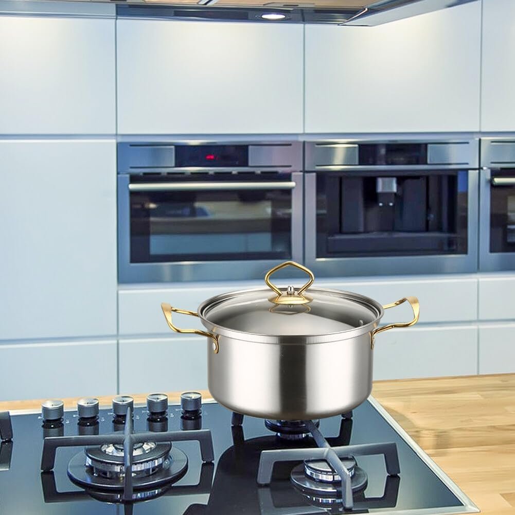 Home Kitchen Cookware Sets 10-Piece Basic Stainless Steel Pots and Pans for Gas Electric Halogen Ceramic Induction Hobs Type 7