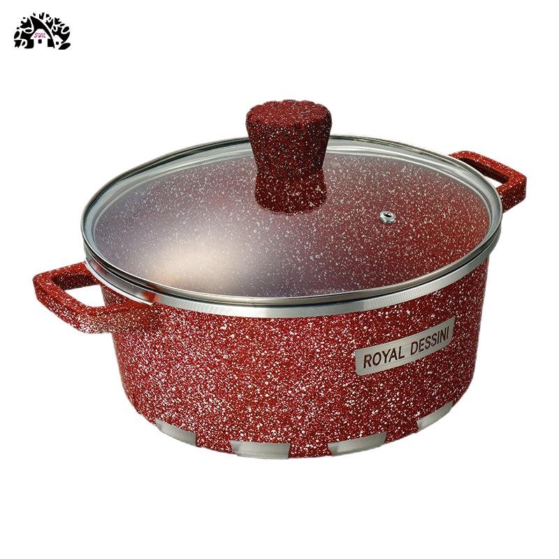 New Design Classical Casserole with Cover and Decal Safe Glass Transparent Die-casting Kitchenware Aluminum Cookware Sets