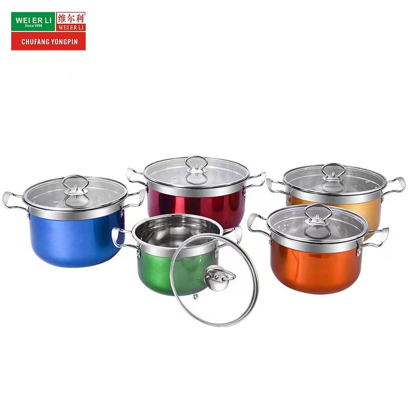 Factory Hot selling 10 pieces aluminium pots sets cooking cookware Glam granite cookware set