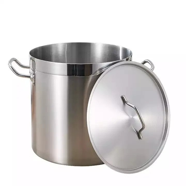 High Quality Sale Stainless Steel Heavy Duty Brushed Induction Large Stock Pot Dishwasher Safe Soup Pot Steel Lid