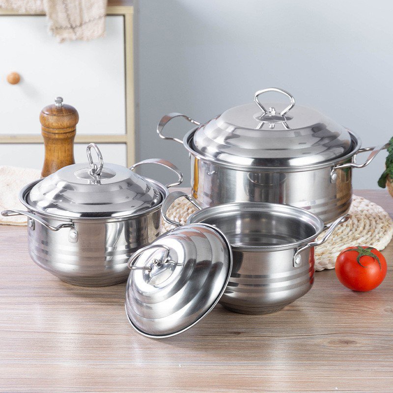 Stainless steel high quality eight piece set with cover double handle pot milk pot