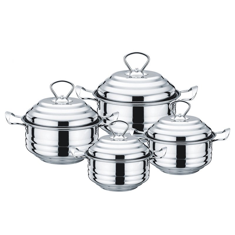 Stainless steel high quality eight piece set with cover double handle pot milk pot