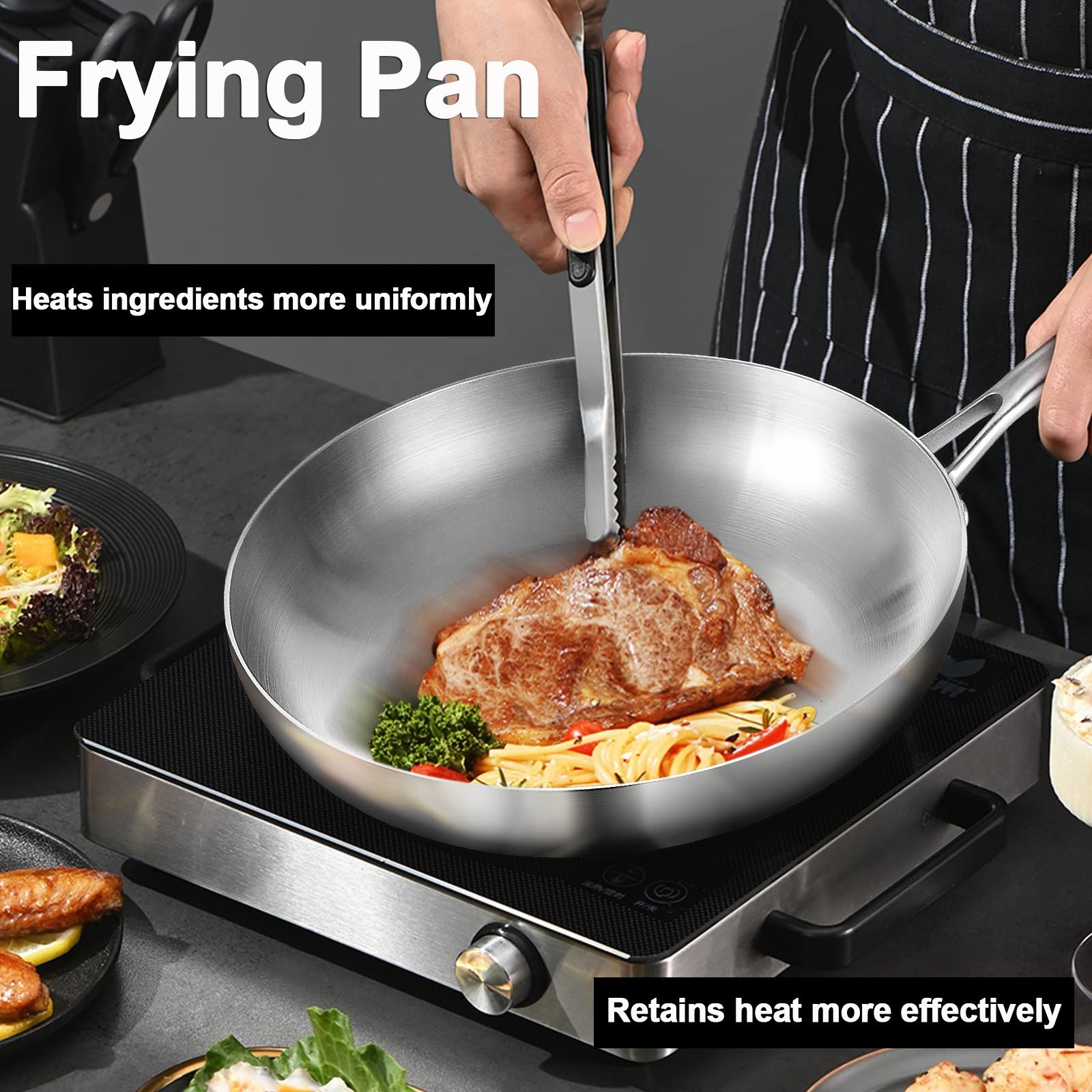 TIANXING Kitchen Restaurant Induction Gas Non Stick Pots Cookware Set Nonstick Pan Skillet Stainless Steel Frying Pan Set Of Pan