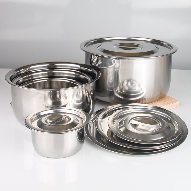 10pcs Thai Cooking Pot Set Wholesale Kitchen Stainless Steel Stock Pot With Cover Camping Cookware Sets