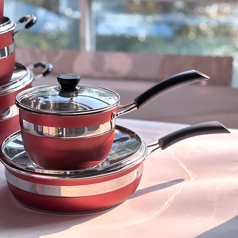 12Pcs Cooking Pots And Pans Stainless Steel Casseroles Nonstick Kitchen Cookware Sets Metal Pot Set