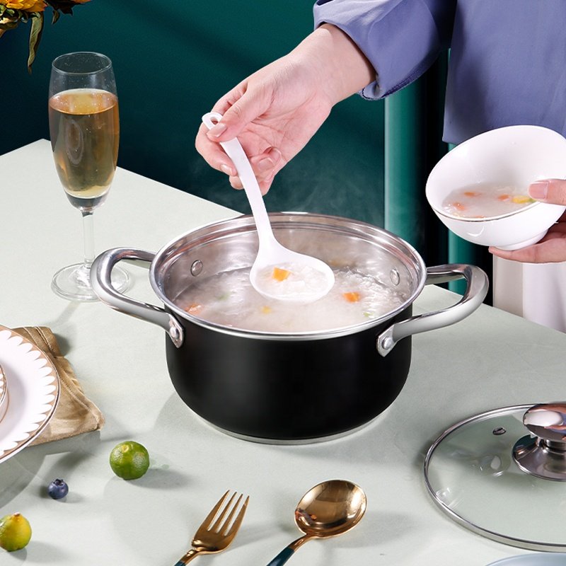 Hotsale 8pcs Sus410 Stainless Steel Soup & Stock Pots Ollas Cassroles Black Cookware Set Non Stick