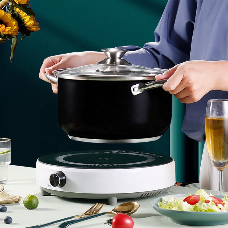 Hotsale 8pcs Sus410 Stainless Steel Soup & Stock Pots Ollas Cassroles Black Cookware Set Non Stick
