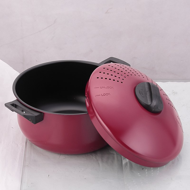 2022High Quality carbon steel Kitchenware Nonstick Coating pasta pot and pan with lid Cookware Sets