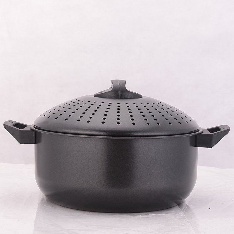 2022High Quality carbon steel Kitchenware Nonstick Coating pasta pot and pan with lid Cookware Sets