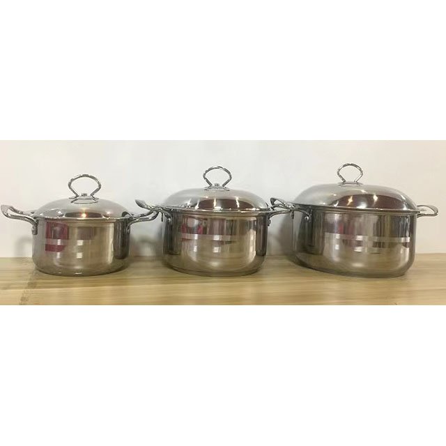 Double Bottom Cooking Pot Set Stainless Steel Cooking Pot Cookware Set 4 Pieces with Magnetic