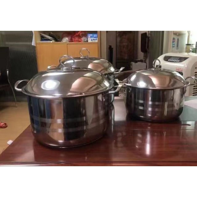Double Bottom Cooking Pot Set Stainless Steel Cooking Pot Cookware Set 4 Pieces with Magnetic