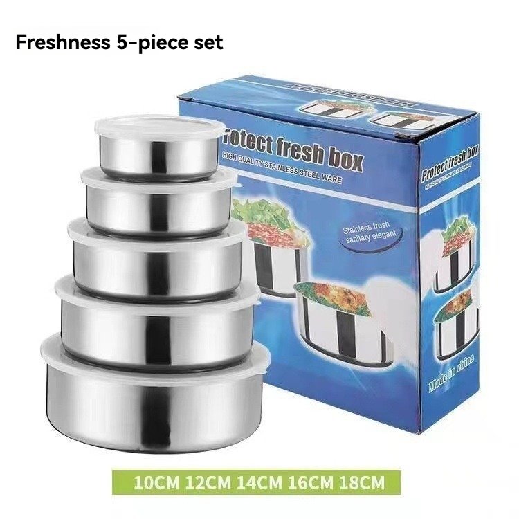5 Pcs Home Use Insulated Stainless Steel Food Warmer Casserole With Lid Hot Pot Container Food Dishes Cookware Sets