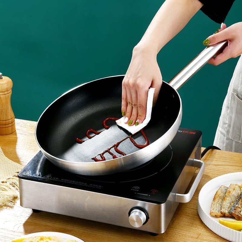 Customized Wok Pan Cooking Non Stick Cookware Sets Egg Frying Pan Omelet Steak 40cm Silver Aluminum Alloy Non-stick Fry Pan