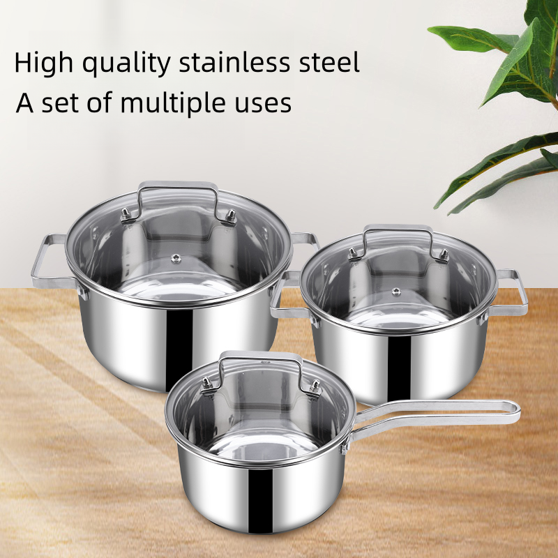 Non Stick Cooking Pot Frying Pan Casserole Kitchenware Stainless Steel saucepot and Pans Cookware Set for Cooking Stewing