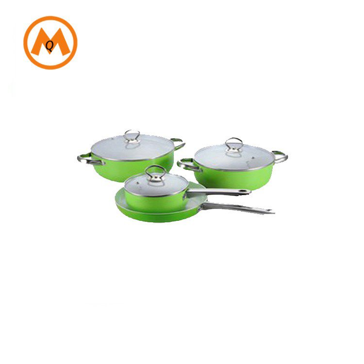 7pcs aluminum cookware set ceramic coating non stick coating saucepan saucepot and fry pan with stainless handle