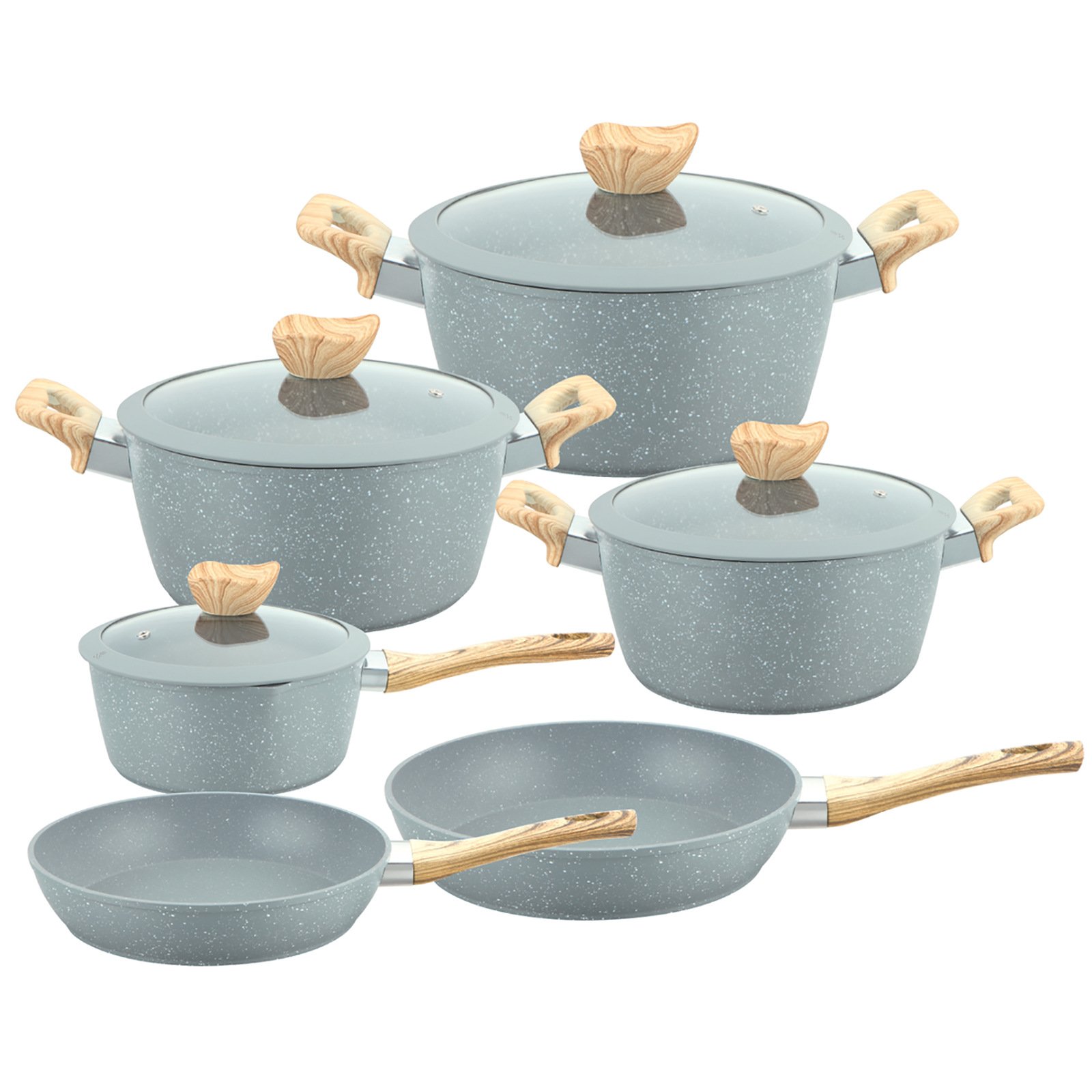 10pcs Non Stick Pots Cookware Set Cooking Aluminum Cooking Pot Set Non-Stick Cookware Granite