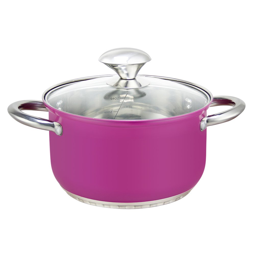 wholesale high quality soup pot stock induct stainless steel white cookware set with silicon handle