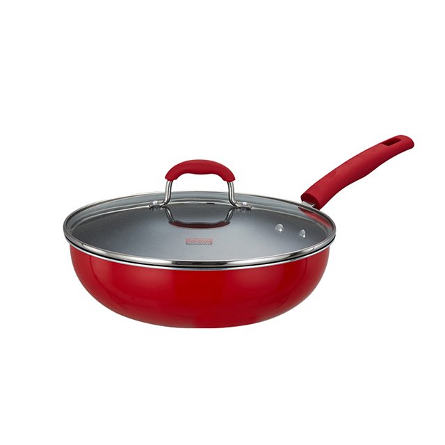 8pcs Red Non Stick Coating Aluminum Cookware Set Kitchenware Sets Induction Bottom Silicone Handle