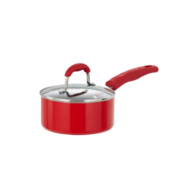 8pcs Red Non Stick Coating Aluminum Cookware Set Kitchenware Sets Induction Bottom Silicone Handle