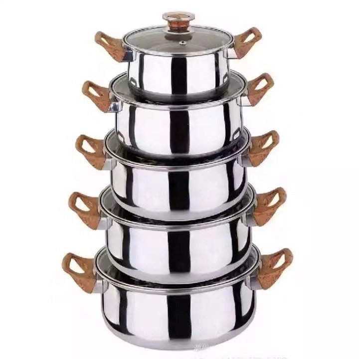 12pcs Cooking Pot Kitchenware Stainless Steel Casserole Nonstick Cookware Set Cooking Pot And Pans Set