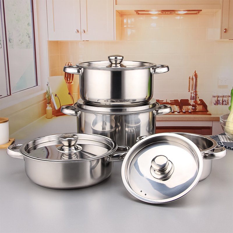 Hot multi-functional kitchen stainless steel tableware cover eight-piece stockpot with cover