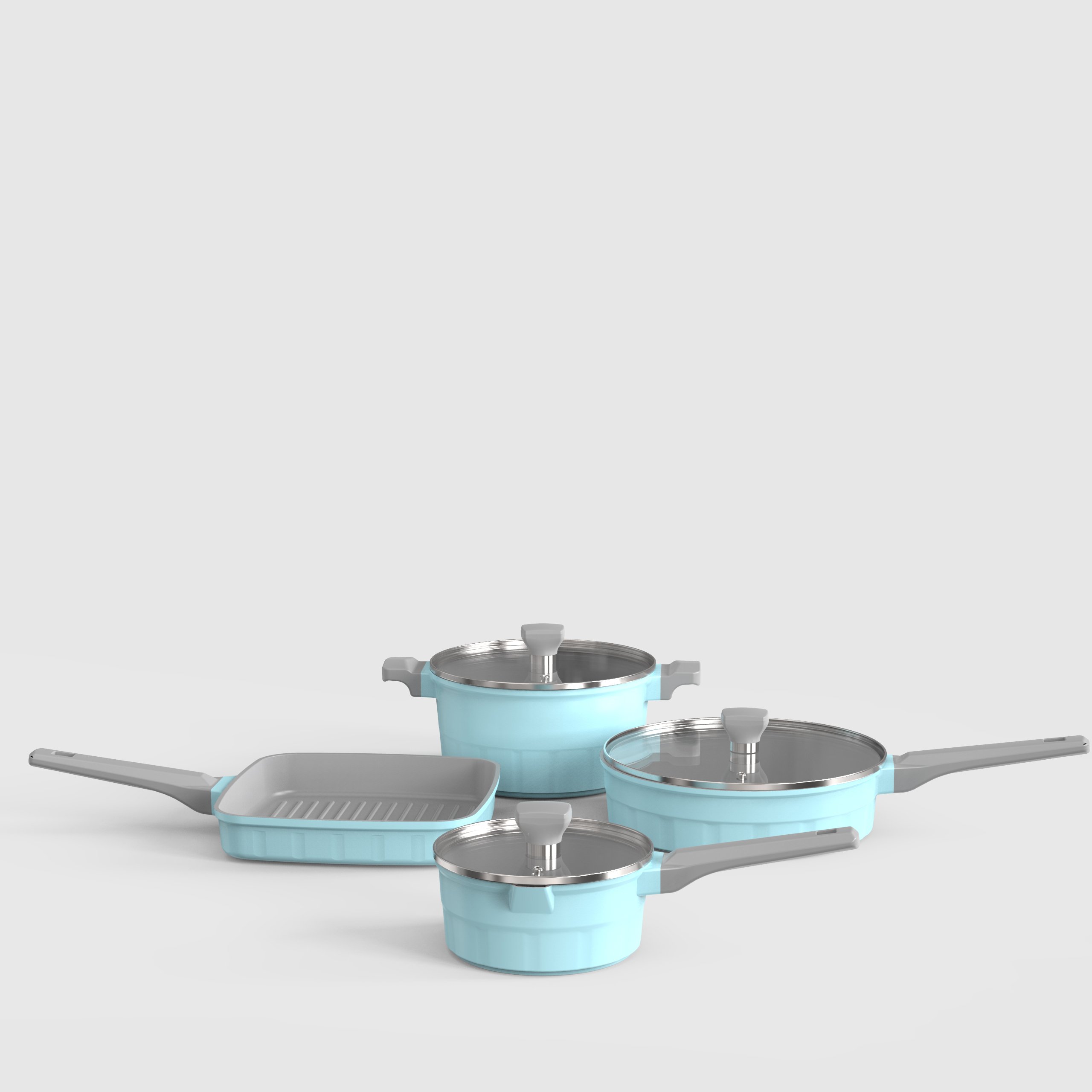 Cookshcon New Arrival Die-Casting Aluminum 4 Pieces Nonstick Cooking Pots Sets for Kitchen