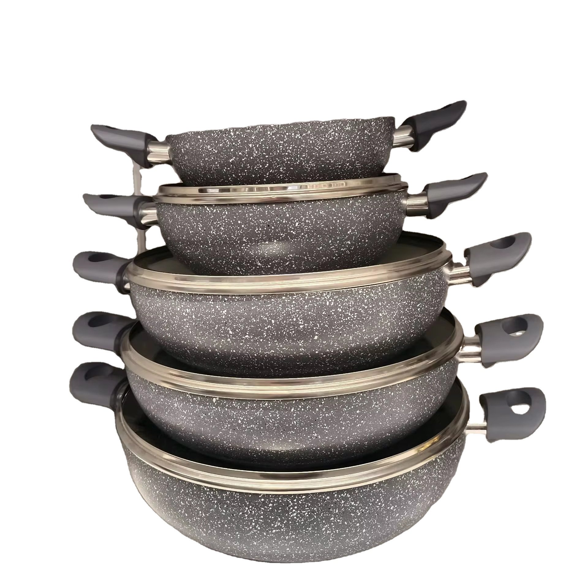Factory Direct 10pcs Pots And Pans Non-Stick Cookware Set New Arrival Home Use Aluminium Alloy Soup Pot Cookware Sets