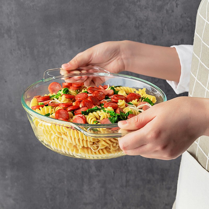 0.8L Round Tempered Gass Casserole With Lid Glass Cookware Set Cooking Pot