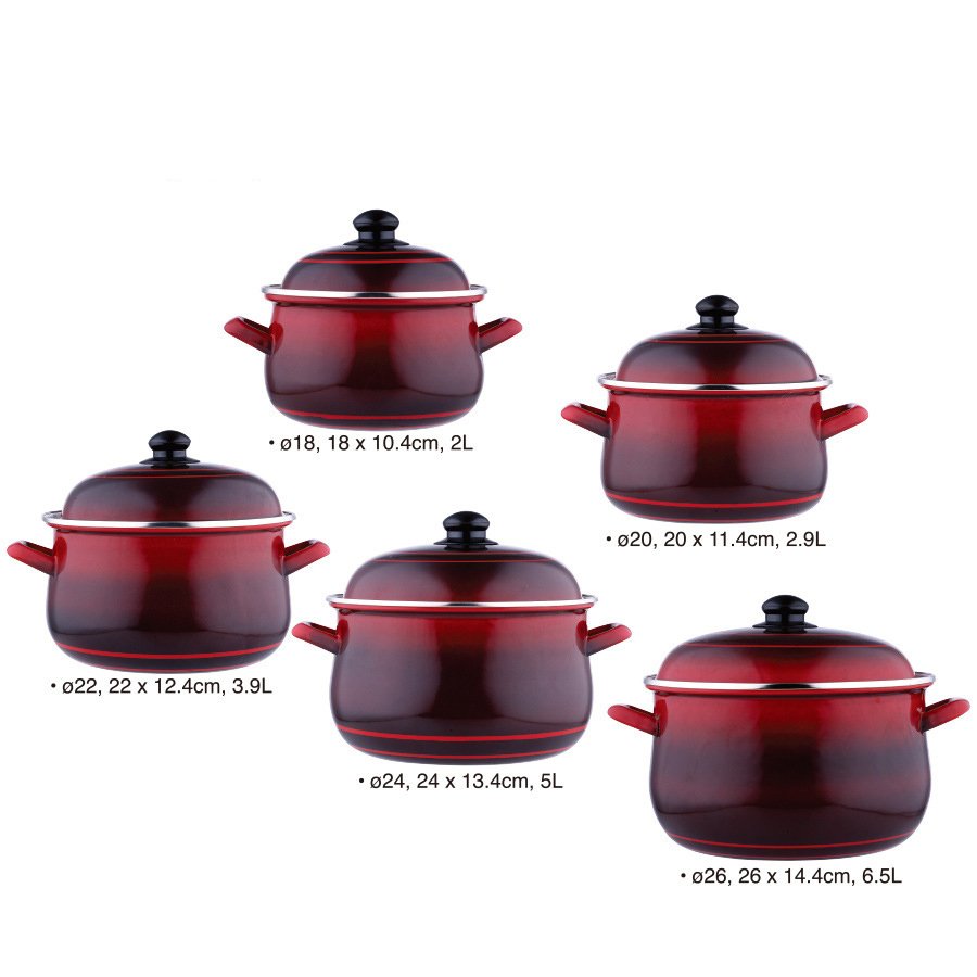 Customizable size printing logo Pot set Enamel pot Cookware Sets Turkish binaural enamel soup pot